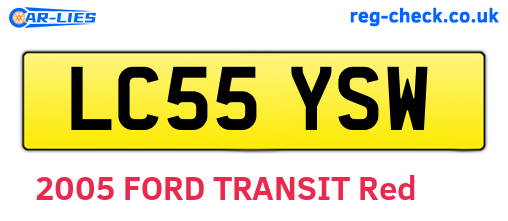 LC55YSW are the vehicle registration plates.