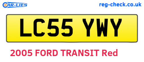 LC55YWY are the vehicle registration plates.