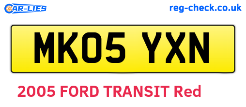 MK05YXN are the vehicle registration plates.