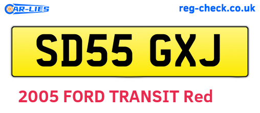 SD55GXJ are the vehicle registration plates.