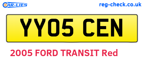YY05CEN are the vehicle registration plates.