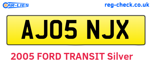 AJ05NJX are the vehicle registration plates.