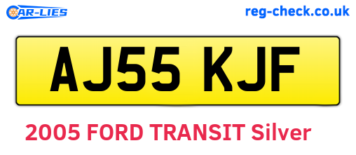 AJ55KJF are the vehicle registration plates.