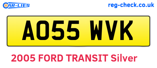 AO55WVK are the vehicle registration plates.