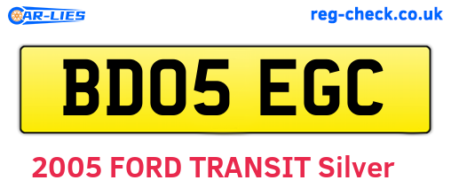 BD05EGC are the vehicle registration plates.