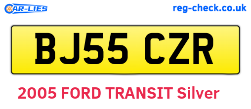 BJ55CZR are the vehicle registration plates.