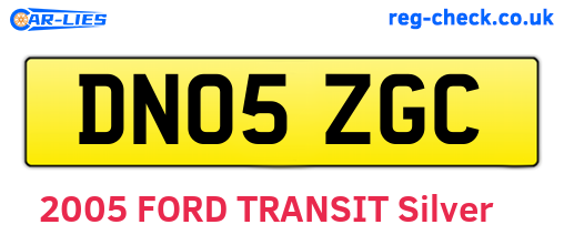 DN05ZGC are the vehicle registration plates.