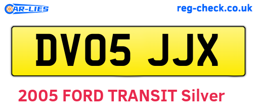 DV05JJX are the vehicle registration plates.