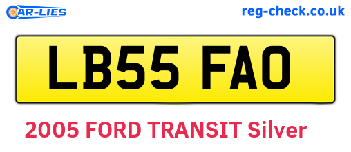 LB55FAO are the vehicle registration plates.