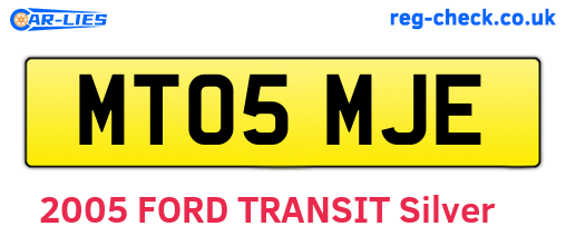 MT05MJE are the vehicle registration plates.