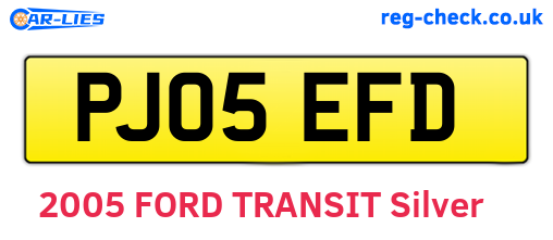 PJ05EFD are the vehicle registration plates.