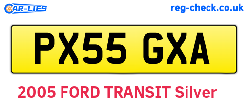 PX55GXA are the vehicle registration plates.