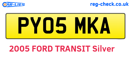 PY05MKA are the vehicle registration plates.