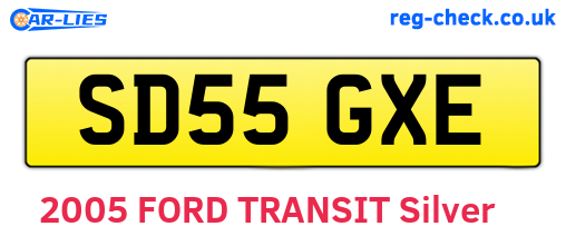 SD55GXE are the vehicle registration plates.