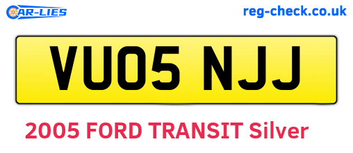 VU05NJJ are the vehicle registration plates.