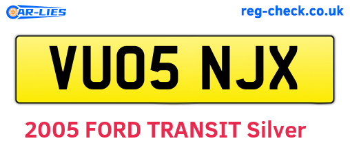 VU05NJX are the vehicle registration plates.