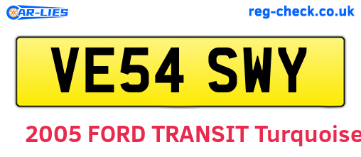 VE54SWY are the vehicle registration plates.