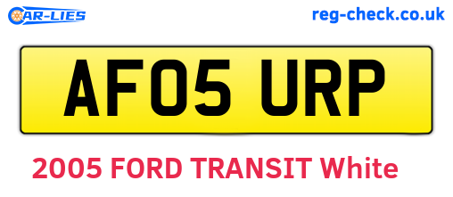 AF05URP are the vehicle registration plates.