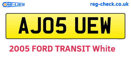 AJ05UEW are the vehicle registration plates.