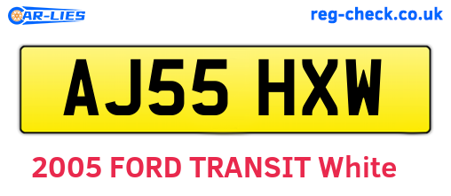 AJ55HXW are the vehicle registration plates.