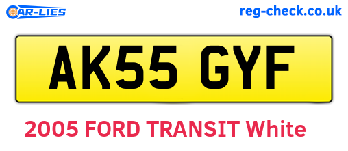 AK55GYF are the vehicle registration plates.