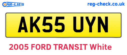 AK55UYN are the vehicle registration plates.
