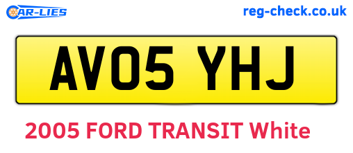 AV05YHJ are the vehicle registration plates.