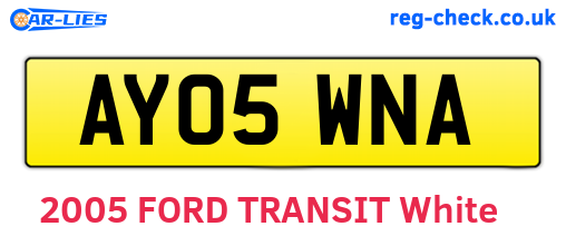 AY05WNA are the vehicle registration plates.