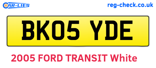 BK05YDE are the vehicle registration plates.