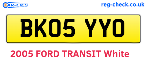BK05YYO are the vehicle registration plates.