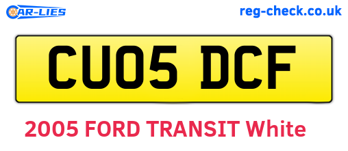 CU05DCF are the vehicle registration plates.