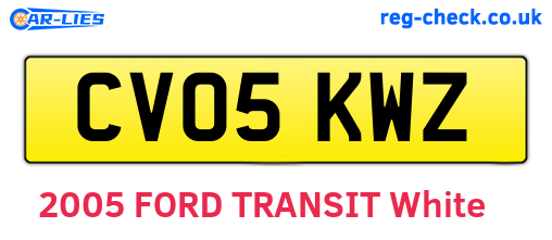 CV05KWZ are the vehicle registration plates.
