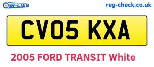 CV05KXA are the vehicle registration plates.