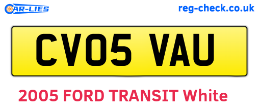CV05VAU are the vehicle registration plates.