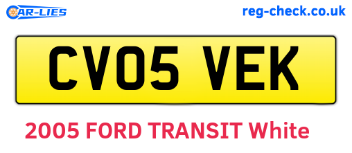 CV05VEK are the vehicle registration plates.