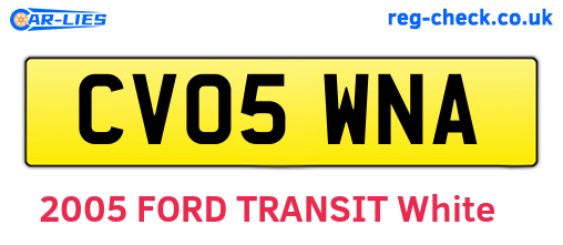 CV05WNA are the vehicle registration plates.