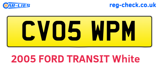 CV05WPM are the vehicle registration plates.
