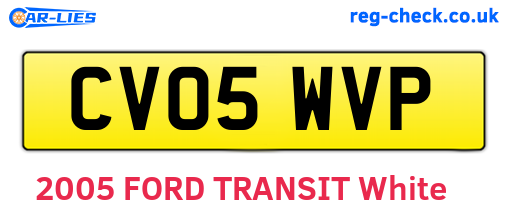CV05WVP are the vehicle registration plates.