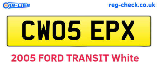 CW05EPX are the vehicle registration plates.
