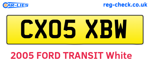 CX05XBW are the vehicle registration plates.