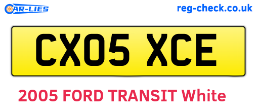 CX05XCE are the vehicle registration plates.