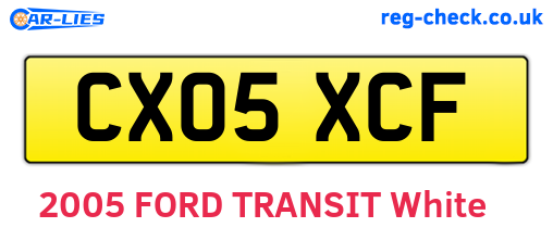 CX05XCF are the vehicle registration plates.