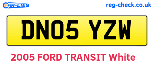 DN05YZW are the vehicle registration plates.