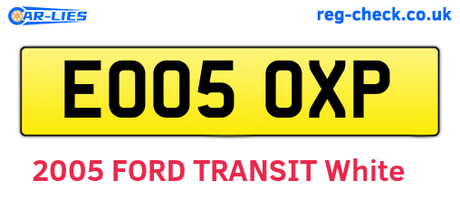 EO05OXP are the vehicle registration plates.