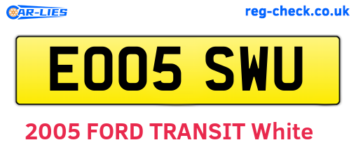 EO05SWU are the vehicle registration plates.