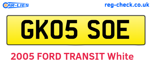 GK05SOE are the vehicle registration plates.