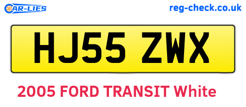 HJ55ZWX are the vehicle registration plates.