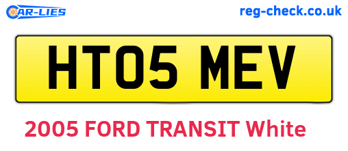 HT05MEV are the vehicle registration plates.