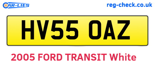 HV55OAZ are the vehicle registration plates.
