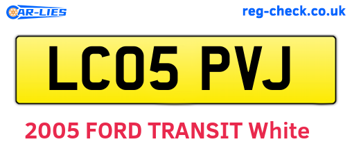 LC05PVJ are the vehicle registration plates.